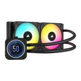 Corsair Icue H100I Elite Rgb 240Mm Aio Cpu Liquid Cooler With Lcd Xt Display - Black