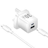 Vention 2-Port GaN Charger with Cable - 30W / USB-C / White