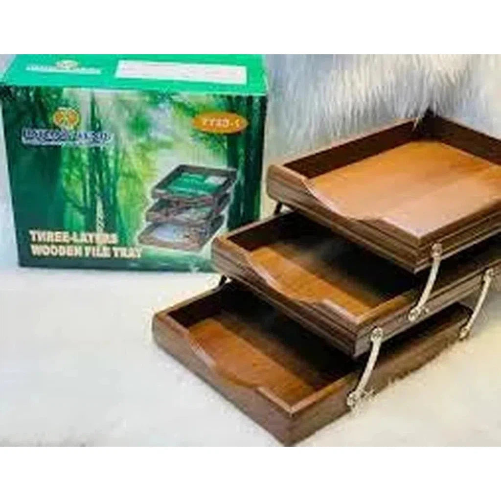3 Layers Wooden File Tray (7713)-Accessories And Organizers-Other-Star Light Kuwait