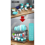 3 Tier Stainless Steel Dish Dring Rack With Mug Holder & Cutlery Drainer