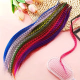 48Pcs Colorful Synthetic Hair Feather With Tool, 12 Colors Long Straight Synthetic Hair Feather Extensions 40.64 Cm