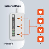Porodo Multi-Port Power HUB 4 USB-A/USB-C Ultimate Home & Office Kit - 2Meter - White