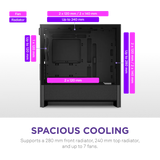 علبة NZXT H3 Flow (2025) Micro-ATX متوسطة الحجم - أسود بالكامل