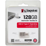 محرك أقراص فلاش Kingston Data Traveler Duo3C USB 3.0/3.1 + Type-C بسعة 128 جيجابايت