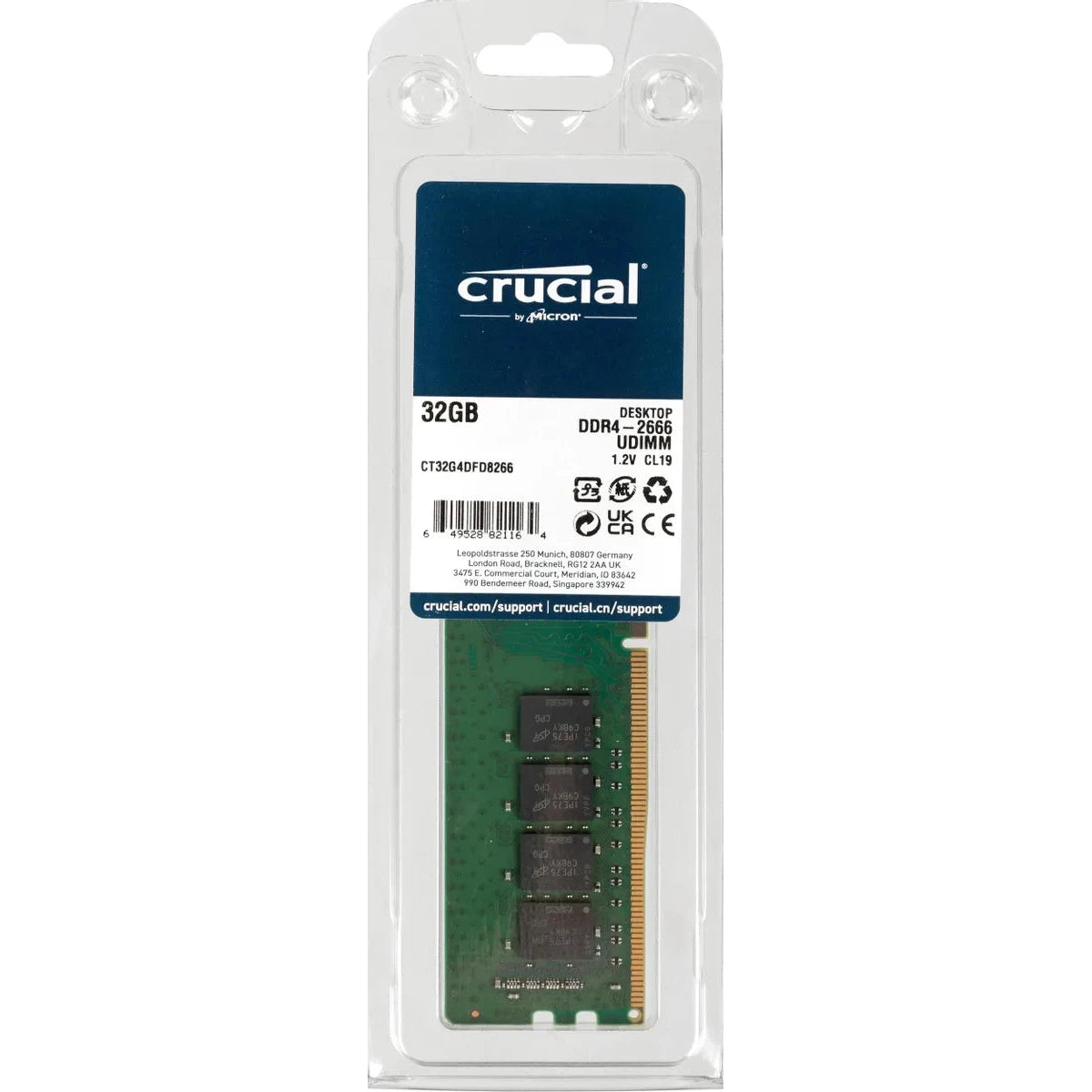 Crucial 32Gb Ddr4 2666 (Pc4-21300) Dimm Memory Desktop