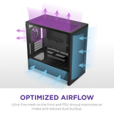 علبة NZXT H3 Flow (2025) Micro-ATX متوسطة الحجم - أسود بالكامل