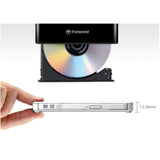 ناسخ أقراص DVD محمول رفيع من ترانسيند، يعمل بمنفذ USB (أبيض)