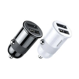 شاحن سيارة جوي روم ثنائي المنافذ USB بقوة 3.1 أمبير مع كابل - أبيض