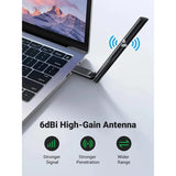 UGreen AC650 High-Gain Dual Band Wireless USB Adapter - Black