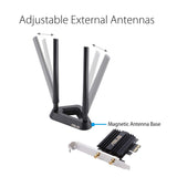 ASUS (PCE-AX58BT) AX3000 Dual Band PCI-E Wi-Fi 6 Adapter with 2 External Antennas - 5GHz (2402 Mbps) / PCI-E