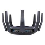 راوتر ASUS (RT-AX89X) ثنائي النطاق بتقنية واي فاي 6، يدعم 12 قناة، بتردد 5 جيجاهرتز (4804 ميجابت في الثانية)، ومنفذ USB 3.2، ومنفذ WAN جيجابت، ومنفذ LAN جيجابت.