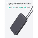 AUKEY PB-Y53 Spark Sling Lite Slim Power Bank with Built-in USB-C Cable - 15W / 10,000mAh / USB-C / Grey