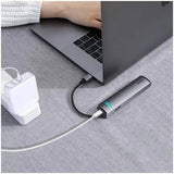 محول Baseus، محول USB-C إلى 3 منافذ USB وHDMI وUSB-C، 6 في 1، فضي اللون