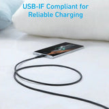 كابل أنكر 322 من نوع USB-A إلى USB-C / 15 واط / 1.8 متر / 6 أقدام / أسود