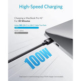 كابل أنكر 322 USB-C إلى USB-C - 60 واط / 0.9 متر / أسود