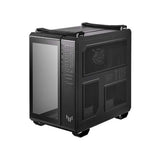 هيكل Asus TUF Gaming GT502 PLUS متوسط ​​الحجم، مصنوع من الفولاذ والبلاستيك، مع لوحة أمامية وجانبية يسرى من الزجاج المقوى - أسود
