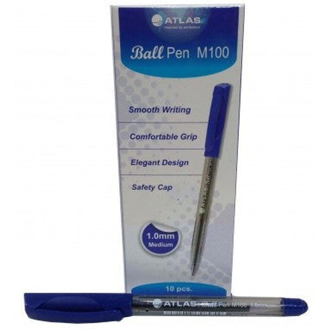 Atlas Ball Pen M100 - 10 Pcs-Pens-Atlas-Blue-Star Light Kuwait