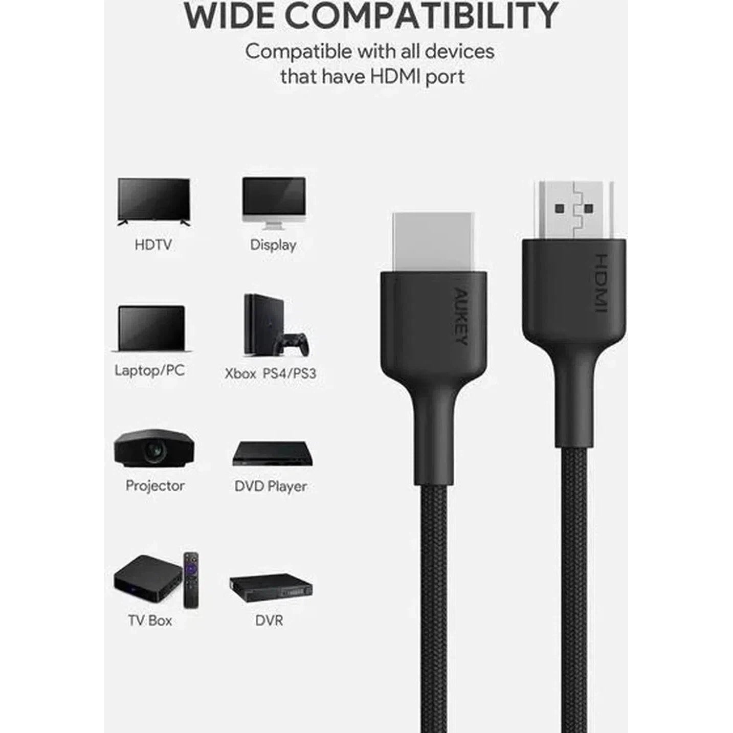 Aukey Black Hdmi Cable-Cable-Aukey-Star Light Kuwait