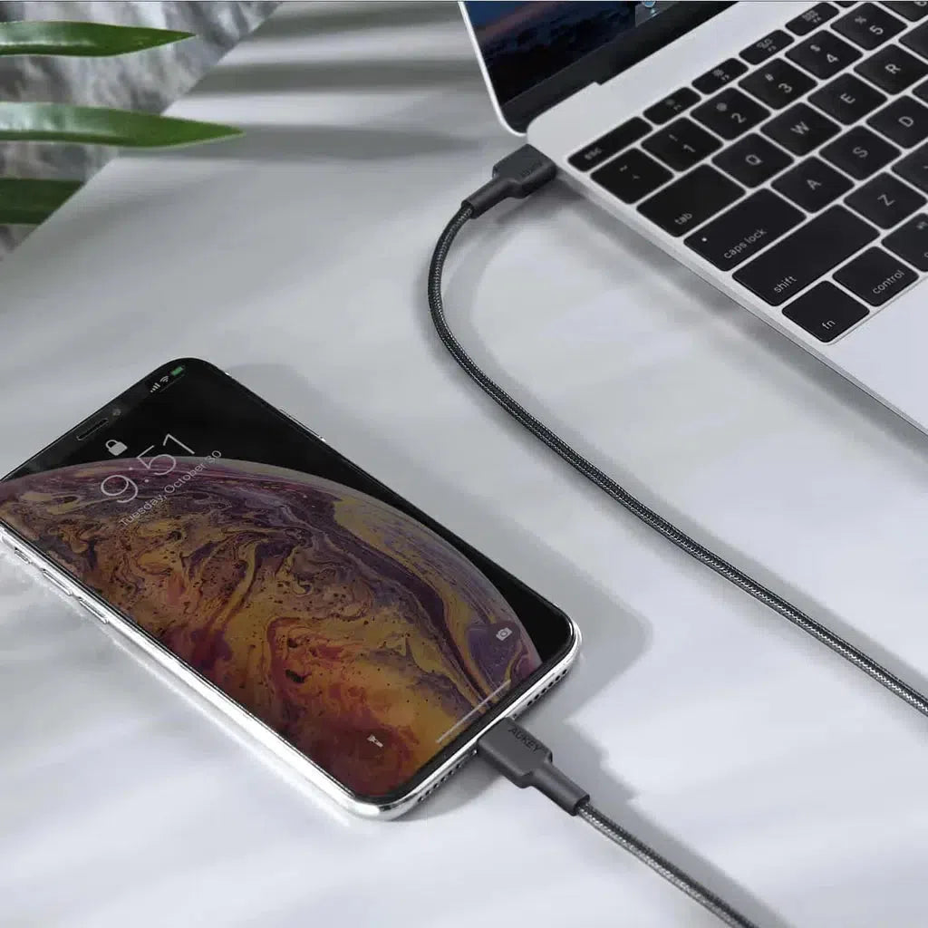 Aukey Braided Nylon Sync Usb-C To Lightning Cable-Cable-Aukey-Star Light Kuwait