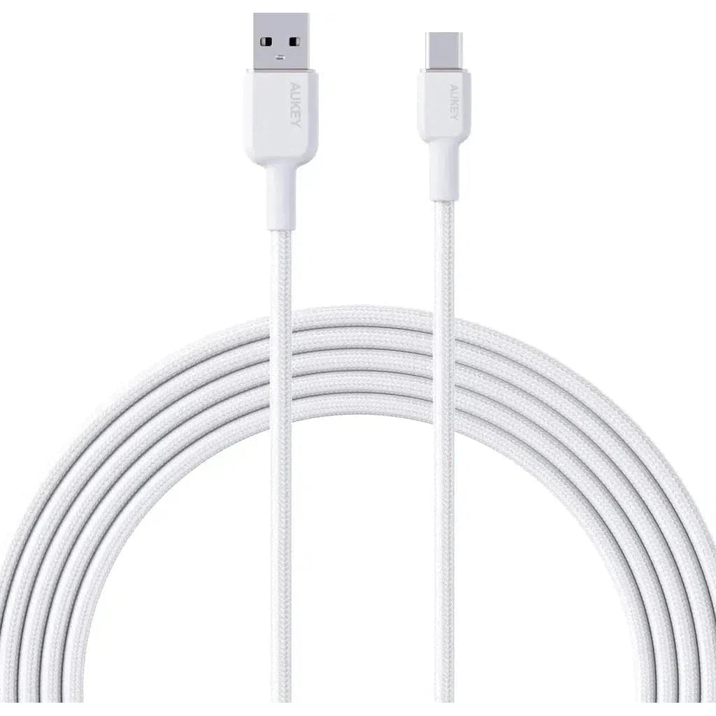 Aukey Braided Nylon Usb 2.0 To Usb C 0.9M Cable - White-Cable-Aukey-Star Light Kuwait