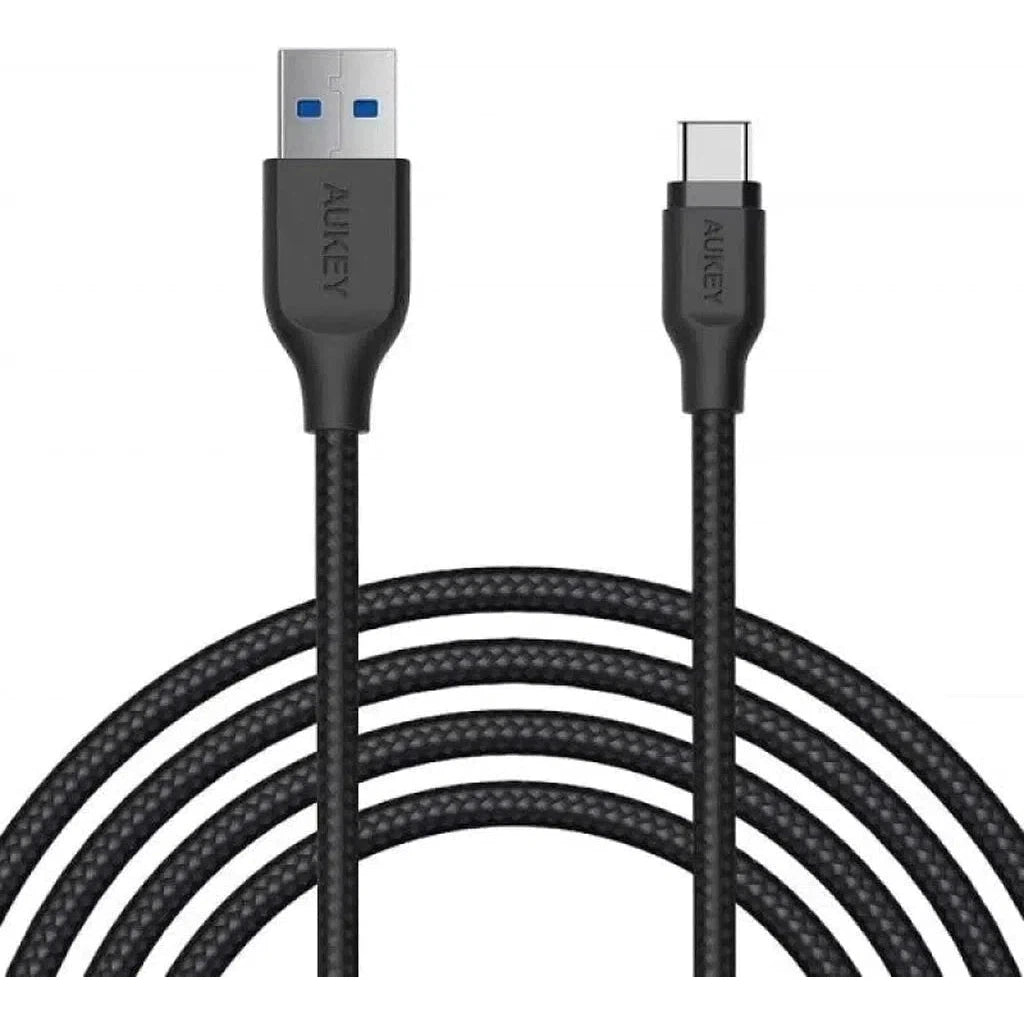 Aukey Braided Nylon Usb 3.1 Gen1 To Usb-C 2M Cable - Black-Cable-Aukey-Star Light Kuwait