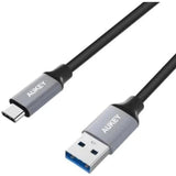 Aukey Braided Nylon Usb3.1 To Usb C 2M Cable - Black-Cable-Aukey-Star Light Kuwait