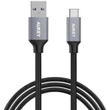 Aukey Braided Nylon Usb3.1 To Usb C 2M Cable - Black-Cable-Aukey-Star Light Kuwait