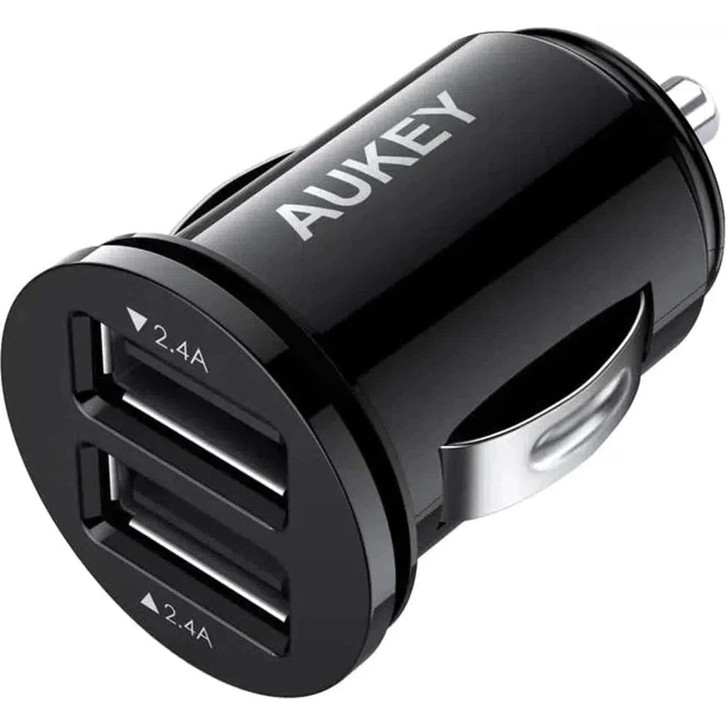 Aukey Cc-S1 Bk 24W Duo-Port Ultra Small Car Charger - Black-Adapter-Aukey-Star Light Kuwait