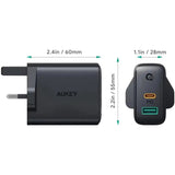 Aukey Pa-D1 Dual-Port 30W Pd Wall Charger With Dynamic Detect - Black-Adapter-Aukey-Star Light Kuwait