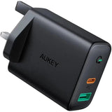 Aukey Pa-D1 Dual-Port 30W Pd Wall Charger With Dynamic Detect - Black-Adapter-Aukey-Star Light Kuwait