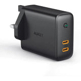 Aukey Pa-D2 Bk Dual-Port 36W Pd Wall Charger With Dynamic Detect With C To C Cable-Adapter-Aukey-Star Light Kuwait