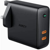 Aukey Pa-D5 Bk Dual-Port 63W Pd Wall Charger With Dynamic Detect With C To C Cable - Black-Adapter-Aukey-Star Light Kuwait