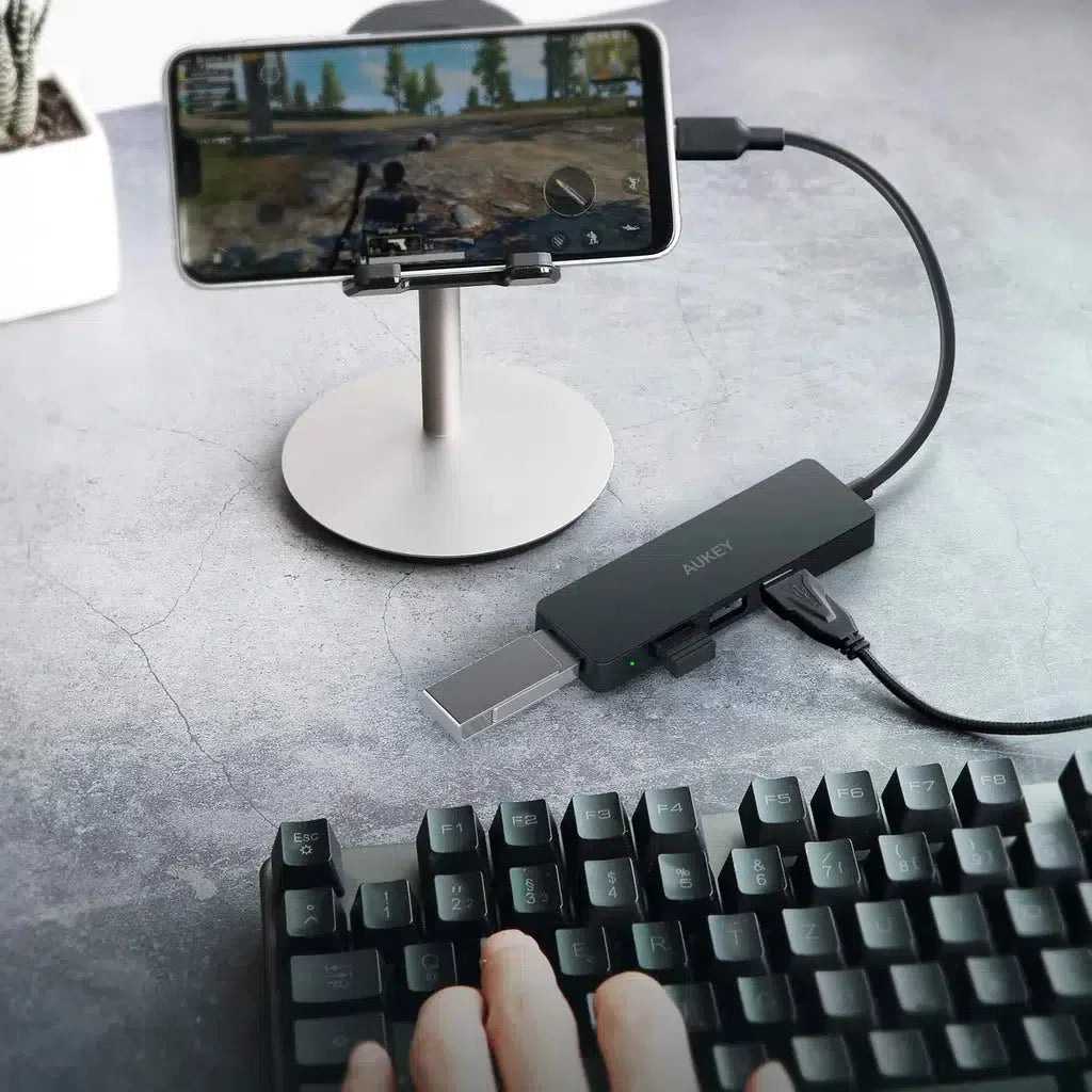 Aukey Usb-C To 4-Port Usb 3.0 Gen 1 Aluminum Hub-Cable-Aukey-Star Light Kuwait