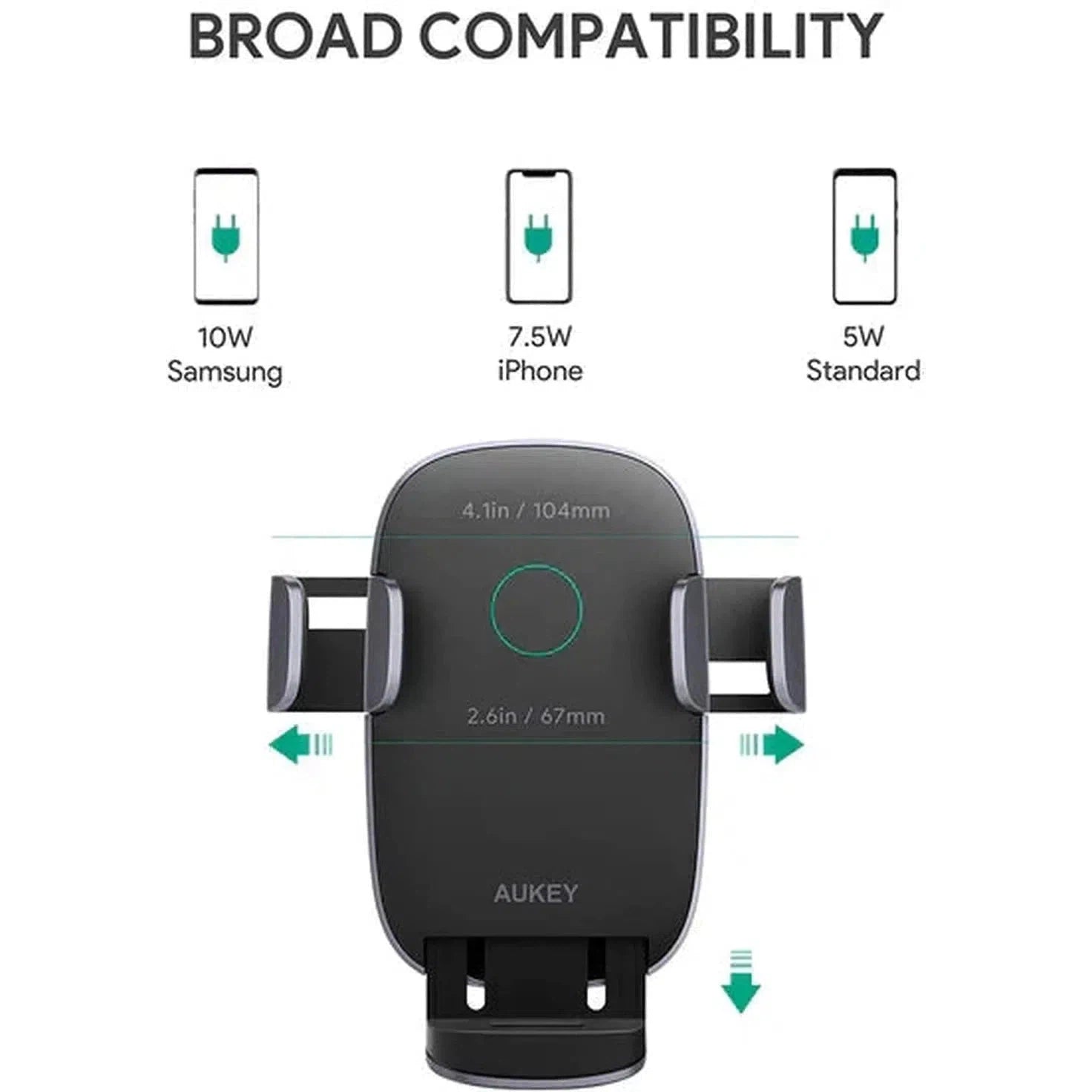 Aukey Wireless 10W Charging Phone Mount-Phone Holders-Aukey-Star Light Kuwait