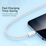 كابل بيانات وشحن سريع من BASEUS، من USB إلى Lightning، بقوة 2.4 أمبير وطول 2 متر