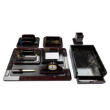 Wooden Desk Organizer Set Solid Grain BS 220 - Set of 9