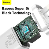 Baseus 20W PD Mini Charger Super Si 1C Wall Charger USB Type C UK and USB Type C - Lightning cable 1M White