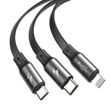 كابل شحن USB ثلاثي الوظائف من Baseus، 3.5 أمبير، 1.2 متر، رمادي داكن - CAMLT-BYG1