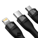 كابل الشحن السريع متعدد الوظائف Baseus CASS03103 Flash Series II بقوة 100 واط، كابل 3 في 2 بطول 1.2 متر