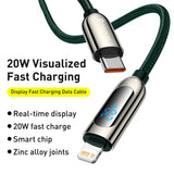 كابل Baseus CATLSK-06 20W USB-C / Type-C إلى 8 Pin للشحن السريع ونقل البيانات، طول الكابل: 1 متر (أخضر داكن)