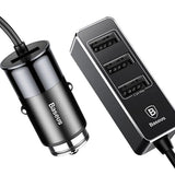 Baseus Enjoy Together With 1.5M Extension Cable 4X USB 5.5A Output Car Mobile Phone Charger Dark Gray CCTON-0G