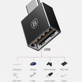 محول Baseus Exquisite من النوع C ذكر إلى USB أنثى أسود (CATJQ-B01)