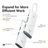محطة إرساء Baseus Lite Series 6-in-1 HUB - أبيض
