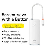 محطة إرساء Baseus Lite Series 6-in-1 HUB - أبيض