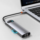 Baseus Metal Gleam 8-IN-1 Multifunctional USB Type-C Hub Grey