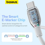 كابل شحن سريع من سلسلة Baseus Pudding - 1.2 متر / USB-C / 100 واط / أبيض لامع
