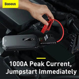 جهاز Baseus Super Energy Pro 12000mAh لتشغيل السيارة وبطارية متنقلة - 1000 أمبير، منفذ USB، أسود