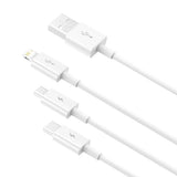 كابل بيانات وشحن سريع من سلسلة Baseus Superior، USB إلى M+L+C، 3.5 أمبير، 1.5 متر، أبيض