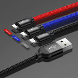 كابل Baseus ثلاثي الألوان الأساسي 3 في 1 USB للمقاسات M+L+T، 3.5 أمبير، طول 1.2 متر، أسود