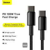 Baseus Tungsten Gold Fast Charging Data Cable - Type-C / 100W / 1Meter / Black